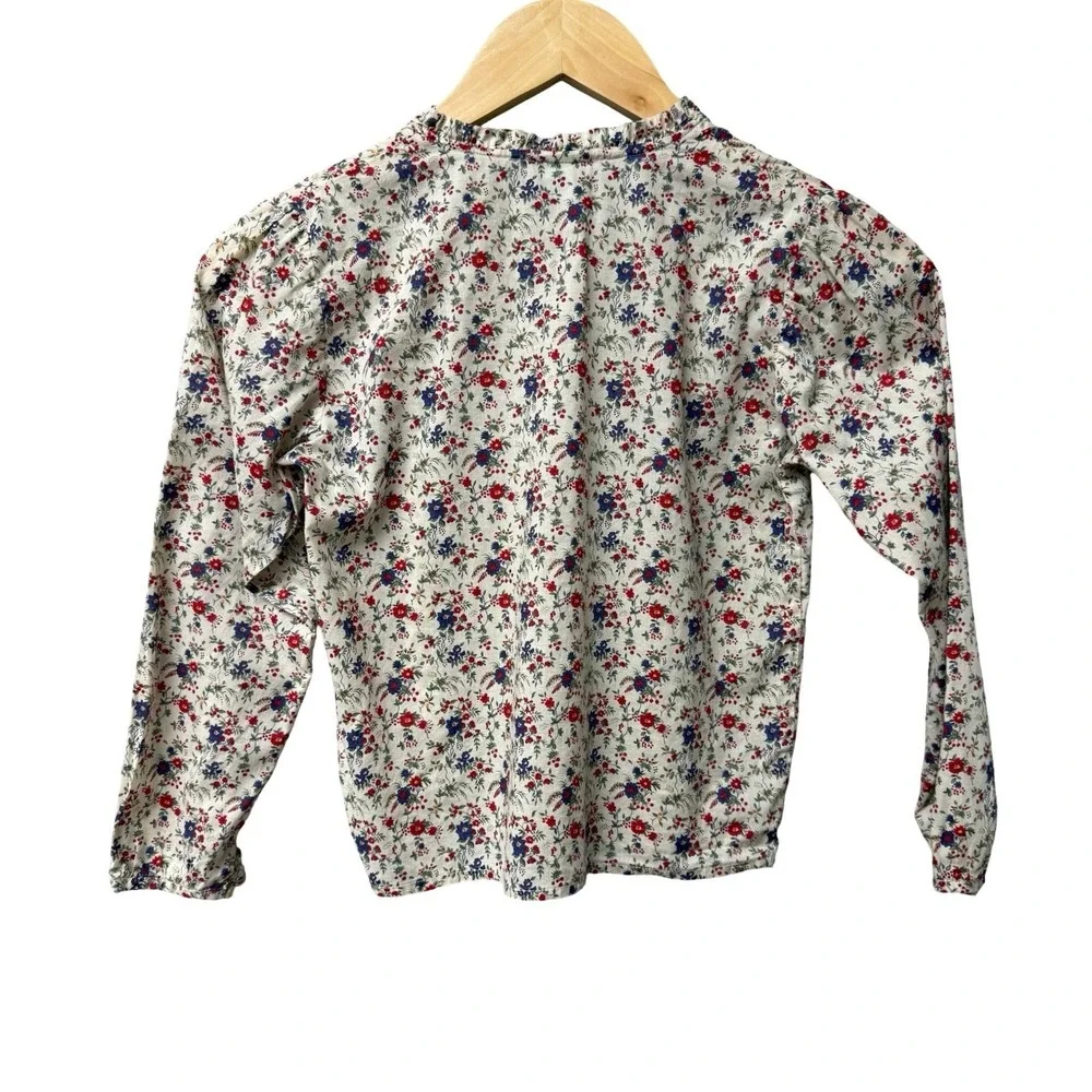 Papo d'Anjo Floral Blouse Girls 10 Multicolor Pintuck‎ Ruffle Cottagecore Top